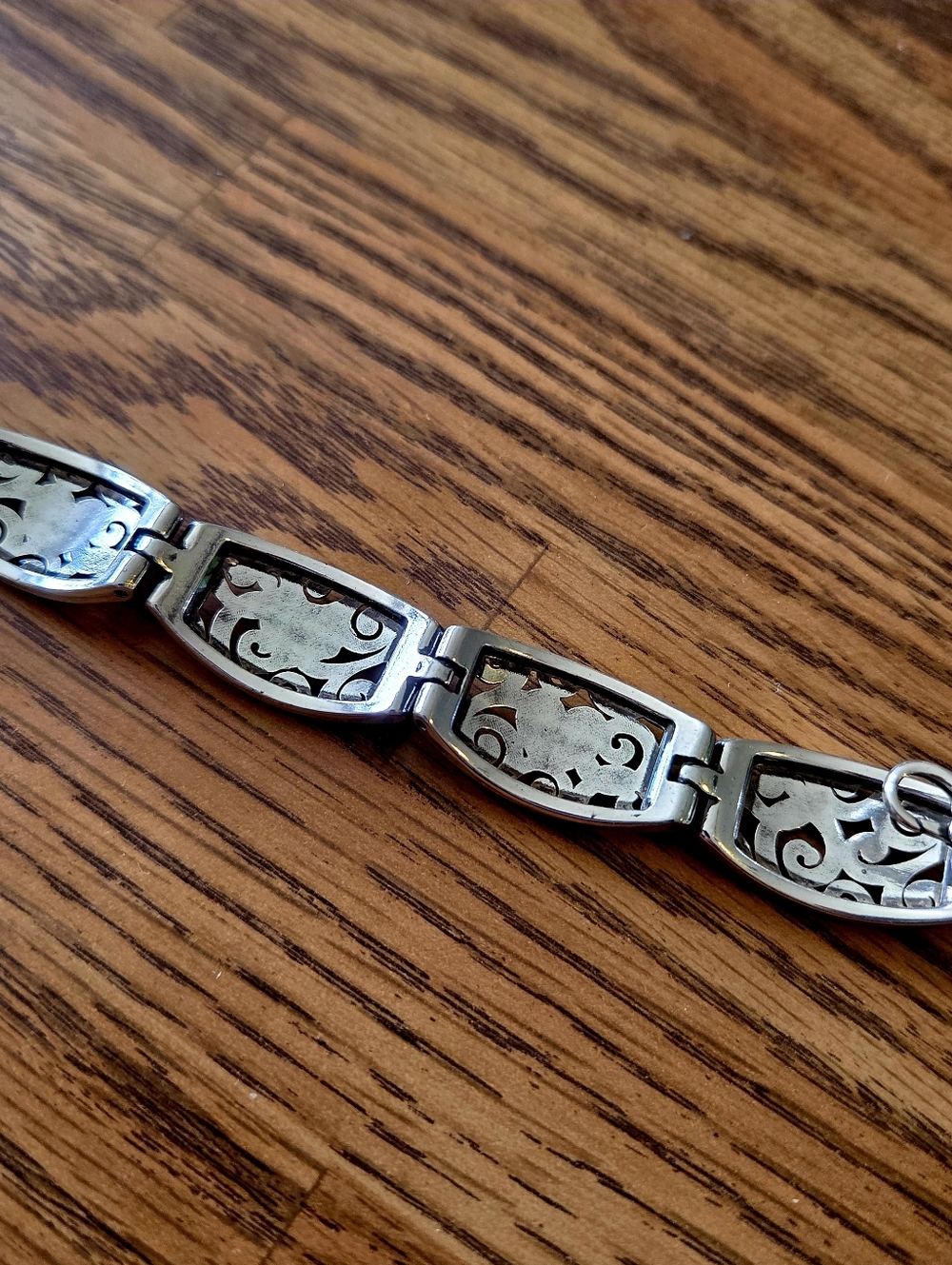 BRIGHTON Silver Swirl And Crystal Heart Link Bracelet WEDDING! - Picture 5 of 8